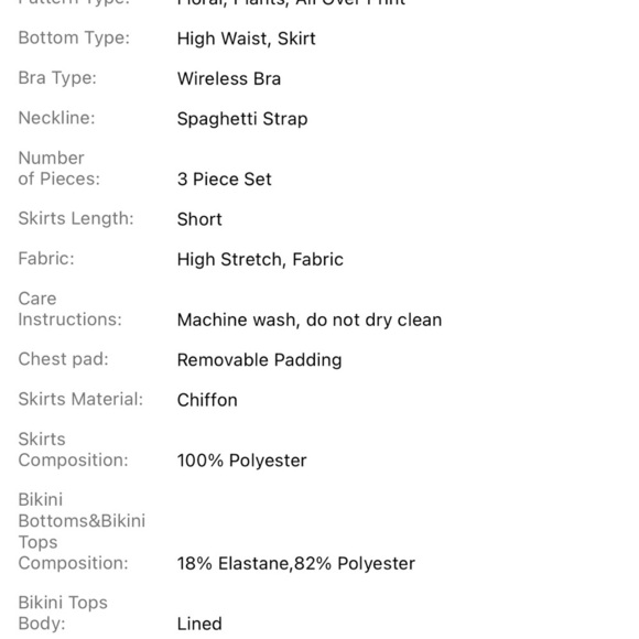 Shein Women's XL Pink Tropical Floral 3 Piece Swimwear Set with Cover-Up Skirt - Picture 5 of 5